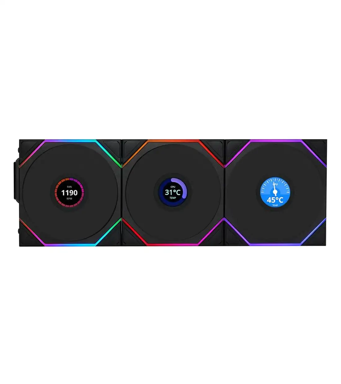 فن کیس لیان لی UNI FAN TL120 LCD Wireless Black بسته 3 عددی